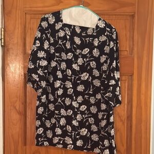 Black and White Floral Blouse